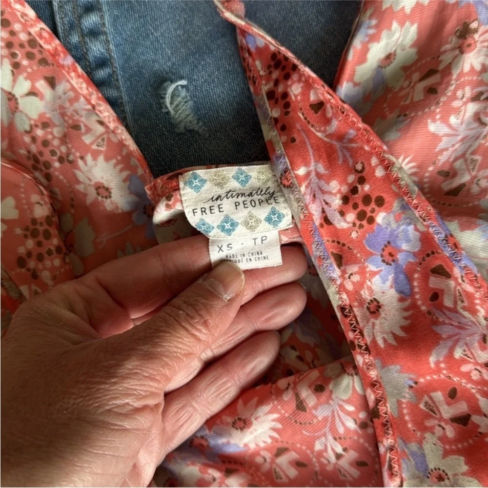 Free People Red and Blue Floral Camisole